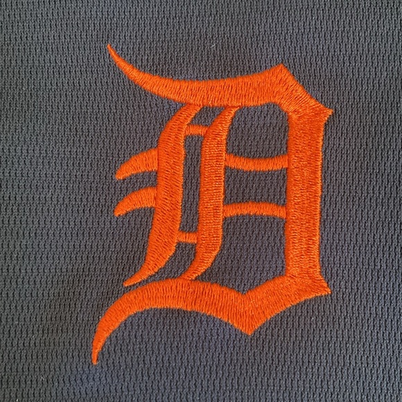 Detroit Tigers MLB Mens shirt jersey style XL blue embroidered orange D v neck - Picture 4 of 5